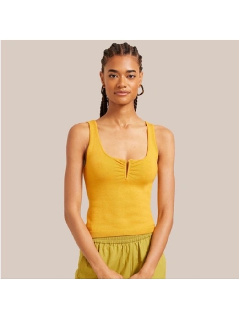 Modern Citizen Farrah Notch Neck Knit Tank Top Sleeveless Cropped Wool Blend Y2K